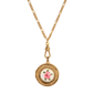 1928 28in. Gold-Tone Pink Flower Decal Locket Necklace - image 1