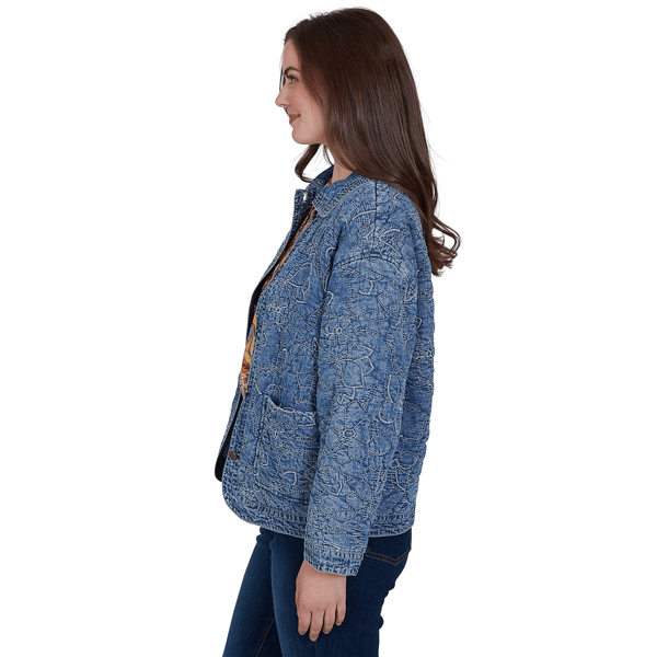 Petite Ruby Rd. Game of Luxe Quilted Floral Denim Jacket