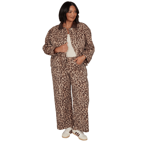 Plus Size Ruby Rd. Game of Luxe Leopard Denim Jacket