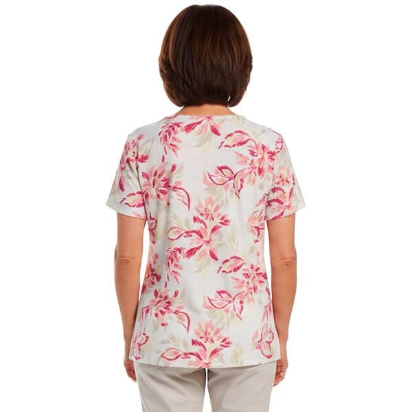 Plus Size Emily Daniels Short Sleeve Floral Keyhole Neck Blouse