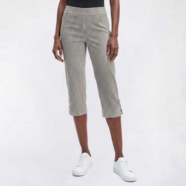 Womens Napa Valley Stripe 3-Bar Hem Detail Capris - image 