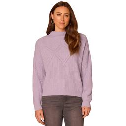 Womens Democracy Long Sleeve Mock Neck Argyle Cable Knit Sweater