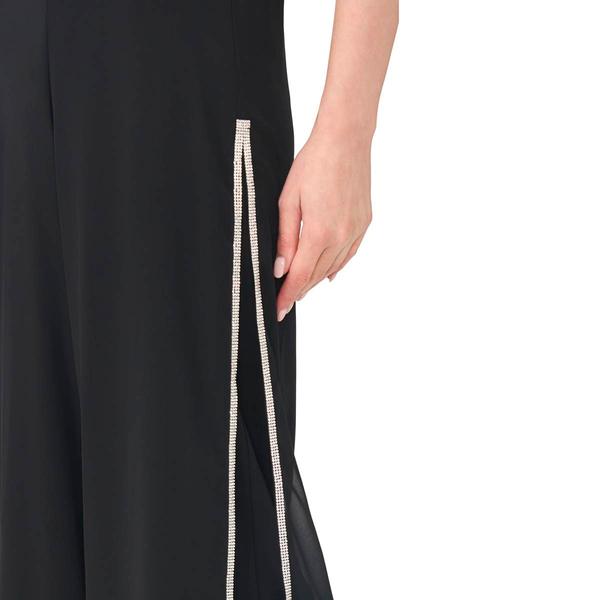 Womens MSK Rhinestone Trim Side Slit Chiffon Palazzo Pants