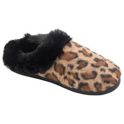 Womens Cuddl Duds(R) Leopard Faux Fur Clog Slippers