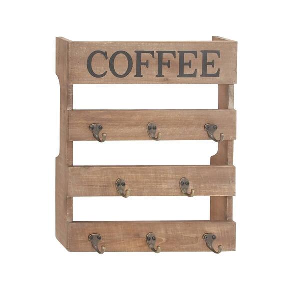 9th & Pike&#40;R&#41; Wood Coffee Wall Storage Shelf with Iron Hooks - image 