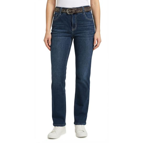 Womens Angels Mid Rise Floral Stud Embellished Belt Bootcut Jeans