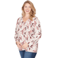 Plus Size Emaline Dusted Petals Long Sleeve V Neck Pintuck Blouse - image 3