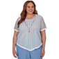 Plus Size Alfred Dunner Caribbean Blues Textured Stripe Blouse - image 1