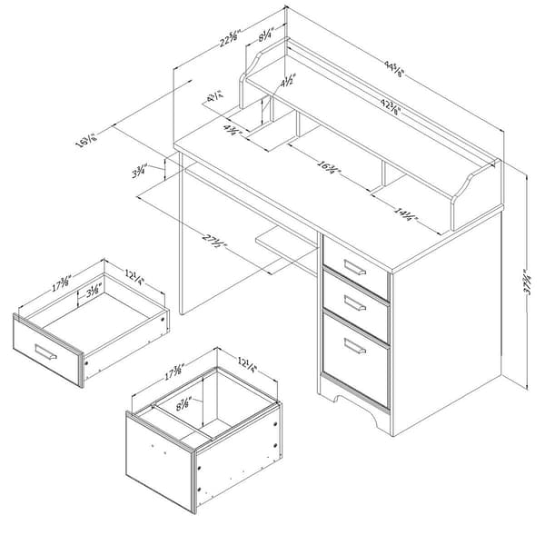 South Shore Versa Winter Oak Computer Desk With Hutch