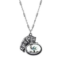 1928 Cat with Blue Enamel Fish in Glass Fishbowl Necklace