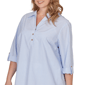 Plus Size Ruby Rd. French Riviera Coastal Stripe Lace Hem Blouse - image 5