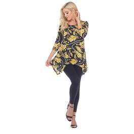 Womens White Mark Floral Chain Tunic  With Pockets