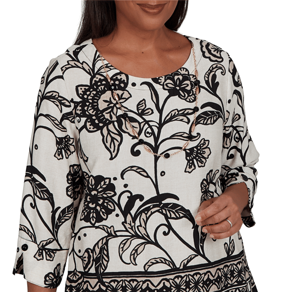 Womens Alfred Dunner Travel Advisory 3/4 Sleeve Floral Blouse
