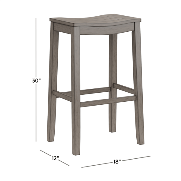 HH2 Home Fiddler Grey Backless Bar Height Stool with Saddle Seat