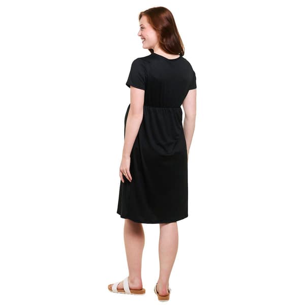 Womens Due Time Short Sleeve Ditsy Floral Maternity Dress - Black - image 