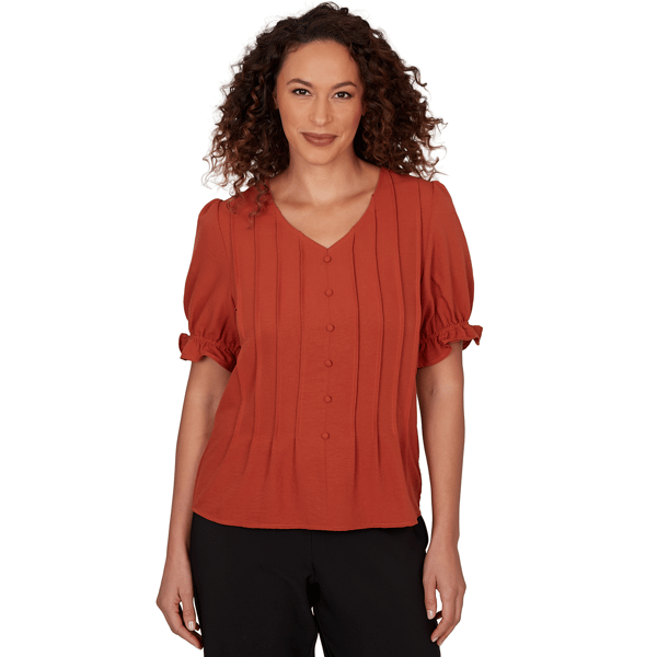 Petite Emaline Summer In The City Solid Elbow Sleeve Blouse