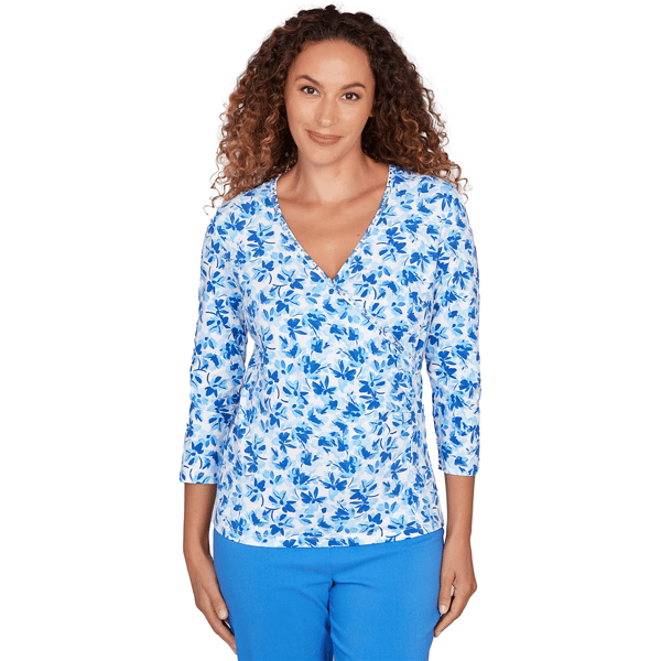Petites Heart''s of Palm Embraceable Blue Printed Stretch Jersey - image 
