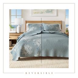 FreshFolds Fenwick 3pc. Reversible Coral Quilt Set