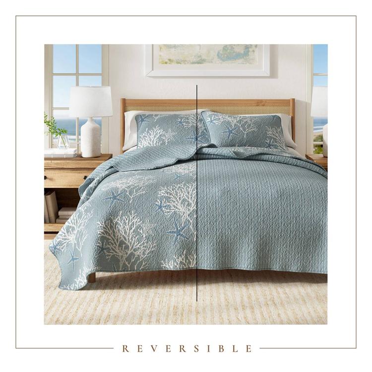 FreshFolds Fenwick 3pc. Reversible Coral Quilt Set