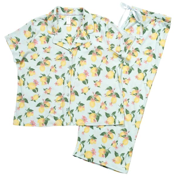 Womens Jessica Simpson Short Sleeve Lemons Capri Pajama Set - image 