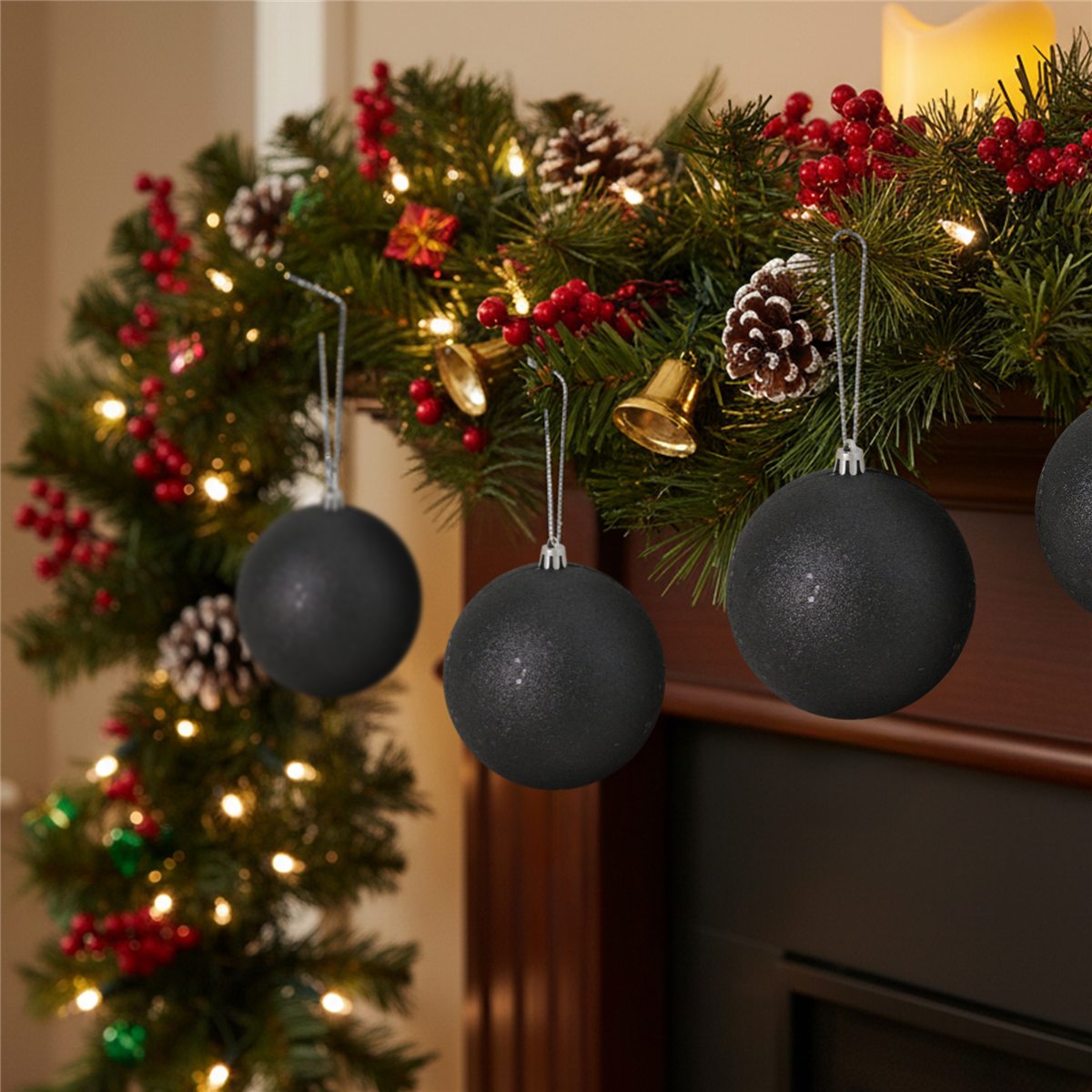 Northlight Jet Black Holographic Shatterproof Christmas Ornament