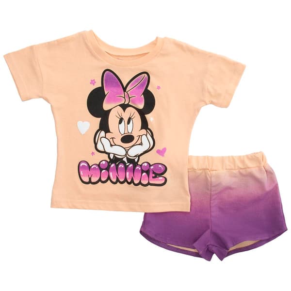 Toddler Girl Disney Minnie Mouse Tee & Ombre Terry Shorts Set - image 