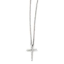 Sterling Silver CZ 18in. Cross Necklace