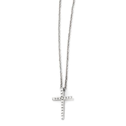 Sterling Silver CZ 18in. Cross Necklace - image 