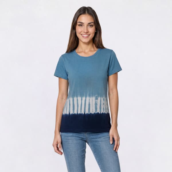 Womens Mountain Ridge Short Sleeve Tie Dye Border Hem Tee