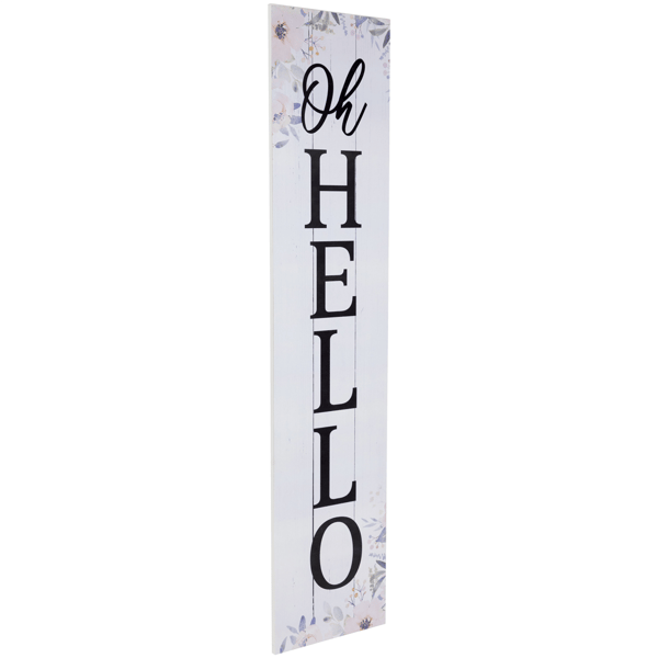 Northlight 36in. Floral "Oh Hello" Wooden Porch Board Sign
