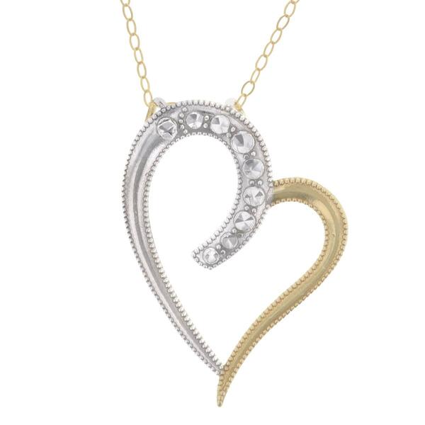 Sterling Silver Gold Plated Open Heart Pendant Necklace - image 
