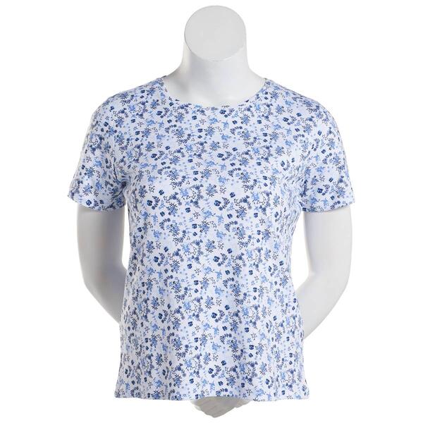 Petite Hasting & Smith Fancy Floral Short Sleeve Crew Neck Top - image 