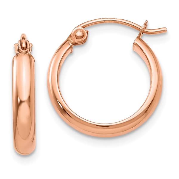 Gold Classics(tm) 14kt. Glossy Rose Gold 15mm Hoop Earrings - image 