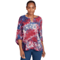 Petite Ruby Rd. Indigo Go Tie Dye Floral Jacquard Top - image 1
