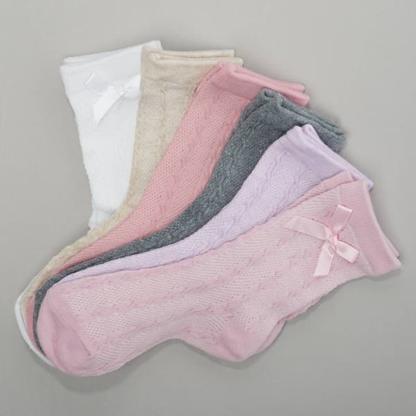 Girls Capelli&#40;R&#41; New York 6pr. Bow Cable Crew Socks - image 
