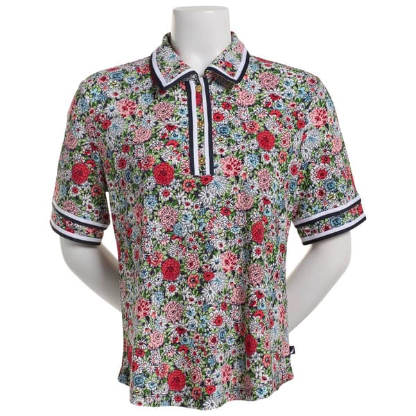 Womens Nautica Jeans Short Sleeve High Grove Garden Floral Polo