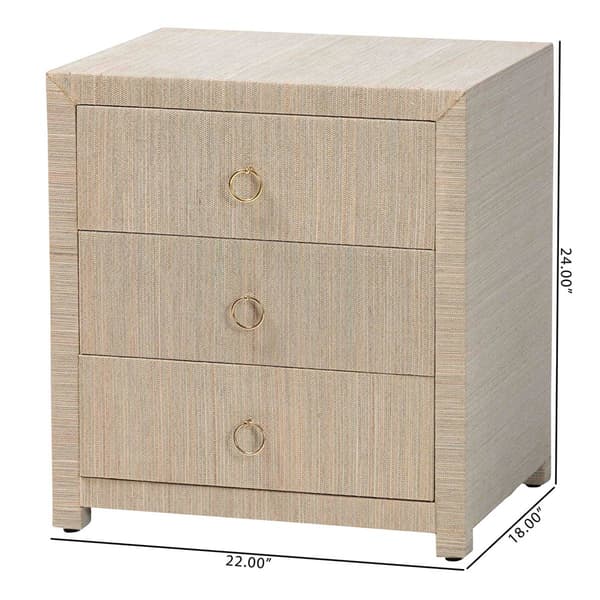 bali & pari Quinn Bohemian Woven Natural Grasscloth Nightstand