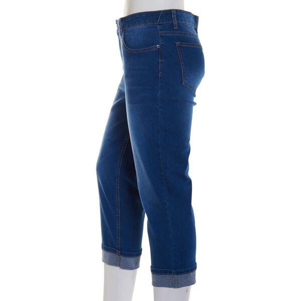 Womens Bleu Denim Roll Cuff Capri Pants