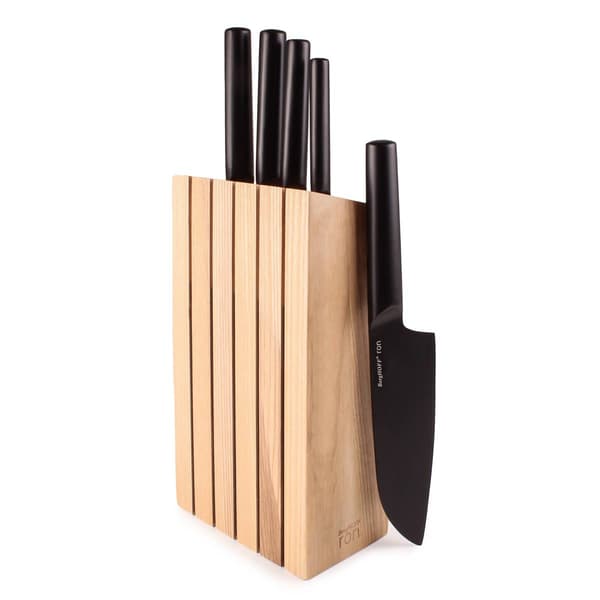 BergHOFF Ron Stainless Steel 6pc. Double-coated Knife Block Set