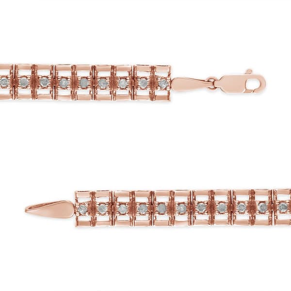 Haus of Brilliance Rose Gold over Silver Diamond Tennis Bracelet