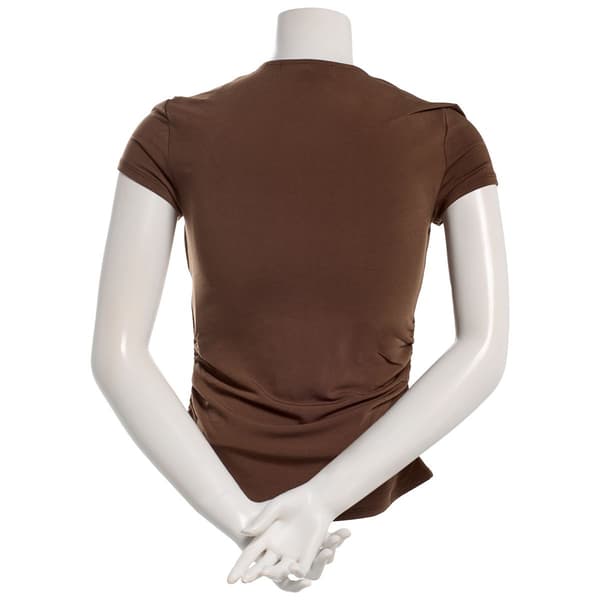 Juniors Madden Girl Faux Shrug Side Ruch Cap Sleeve Top
