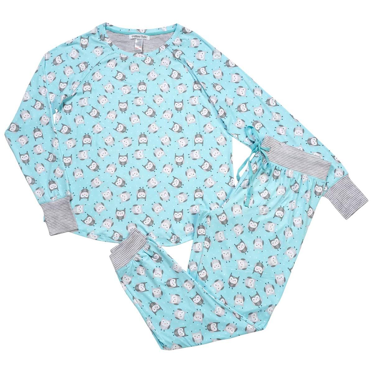 Juniors Pillow Talk Long Sleeve Owls & Joggers Pajama Set