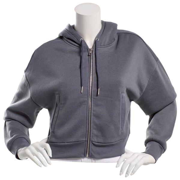 Juniors No Comment Solid Fleece Meet & Greet Zip Up Hoodie - image 