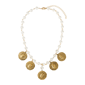 1928 16in. Gold-Tone Coin White Faux Pearl Necklace - image 1