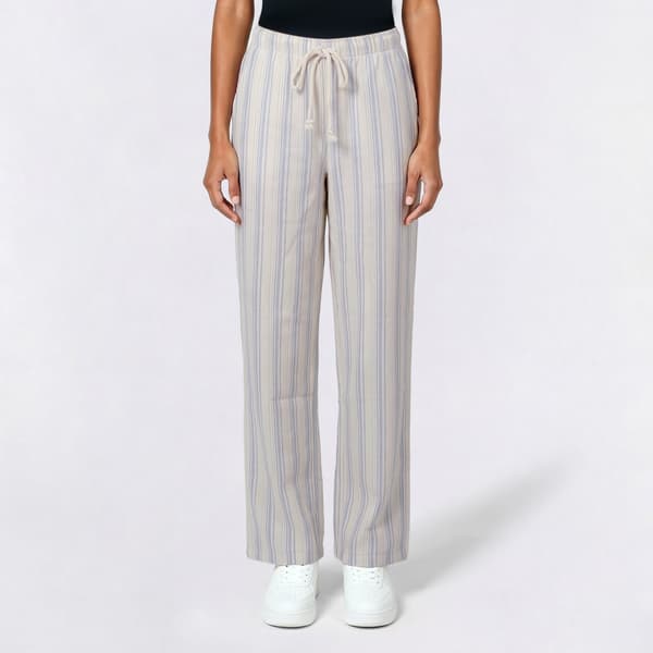 Juniors No Comment Stripe Linen Flyaway Pants With Rope String - image 