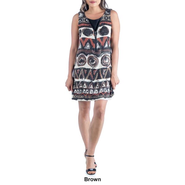 Womens 24/7 Comfort Apparel Abstract Sleeveless A-Line Dress