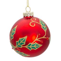 Kurt Adler 6pc. Glass Red Berry & Holly Leaves Ball Ornament Set