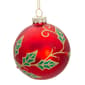 Kurt Adler 6pc. Glass Red Berry & Holly Leaves Ball Ornament Set - image 3