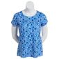 Womens Emily Daniels Short Sleeve Split Sleeve Floral Knit Tee - image 1