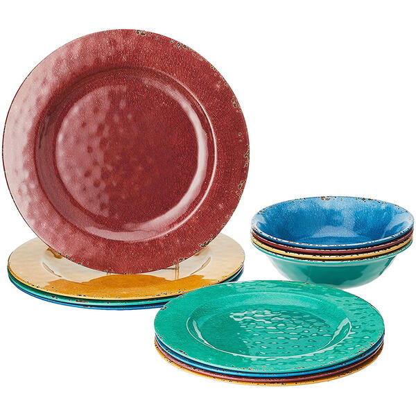 Gibson Mauna Multi Crackle Melamine 12pc. Dinnerware Set - image 
